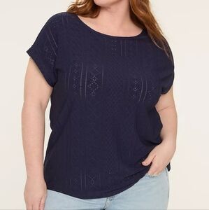 NWT Lane Bryant Dolman Sleeve Eyelet Shirt Top Sz 22/24 Navy Blue